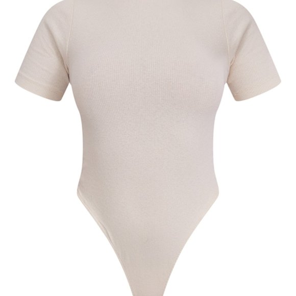 Pretty Little Thing (PLT) Stone Ribbed Bodysuit - US 12 - Picture 4 of 4
